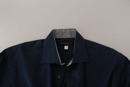 Roberto Cavalli Navy Elegance Cotton Dress Shirt Roberto Cavalli