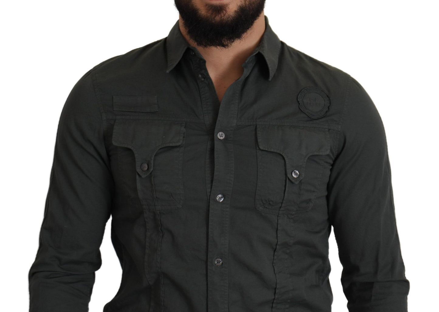 GF Ferre Sleek Dark Gray Cotton Casual Shirt GF Ferre