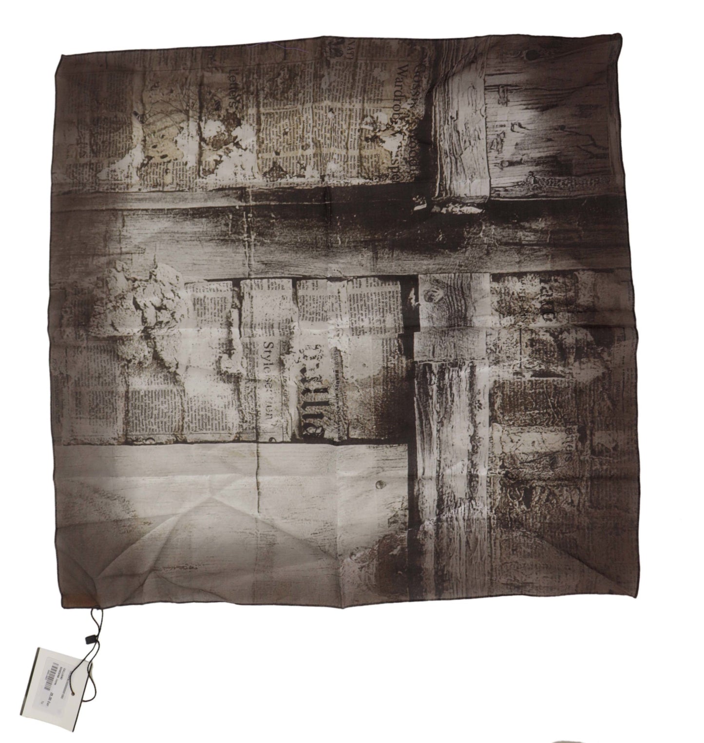 John Galliano Elegant Newspaper Print Cotton Scarf John Galliano