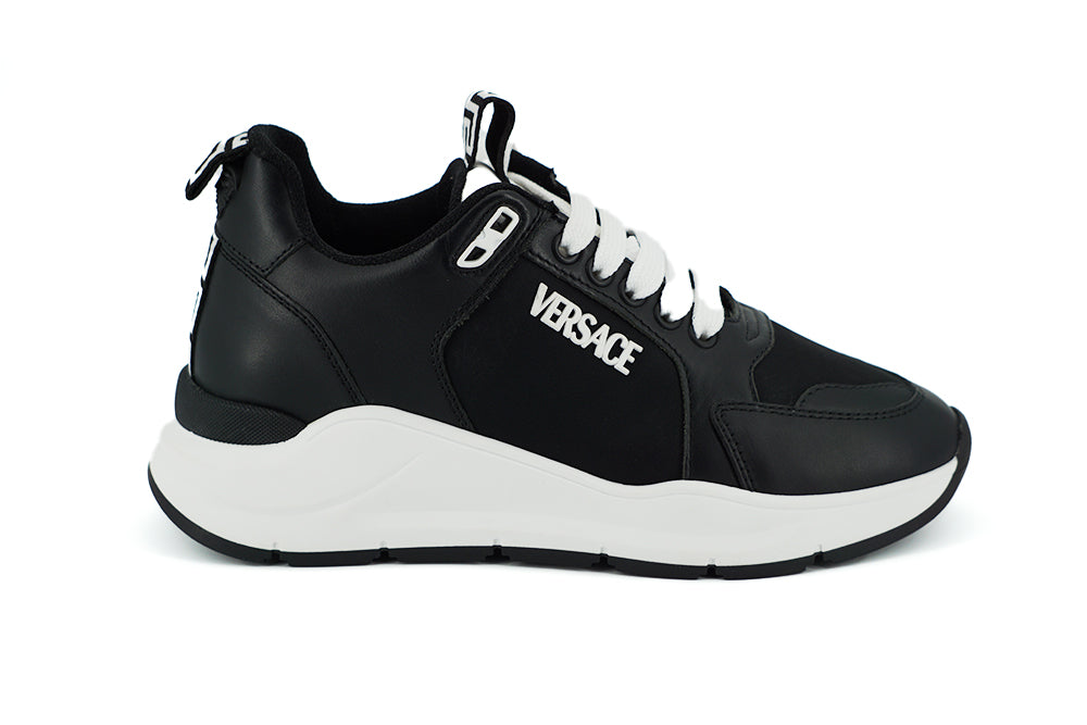 Versace Elegant Monochrome Leather Sneakers Versace