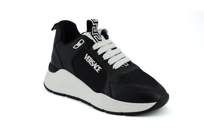 Versace Elegant Monochrome Leather Sneakers Versace