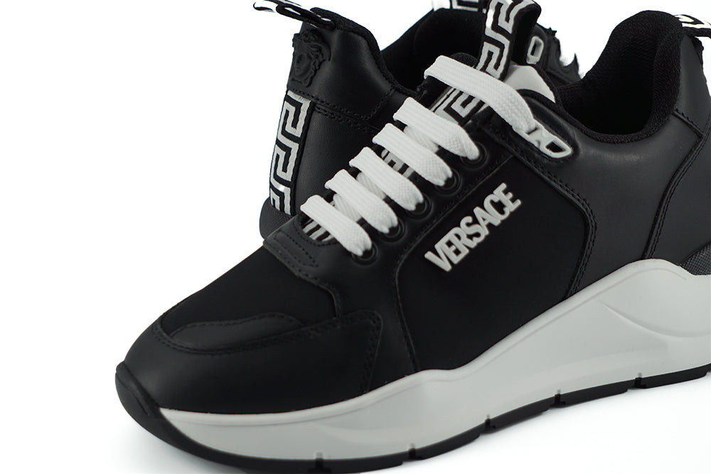 Versace Elegant Monochrome Leather Sneakers Versace