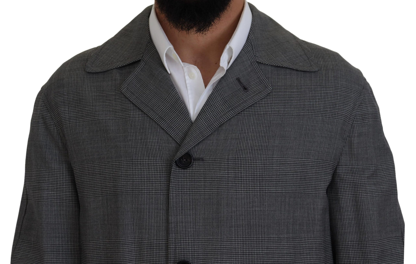 Dolce & Gabbana Elegant Gray Plaid Trench Coat Dolce & Gabbana