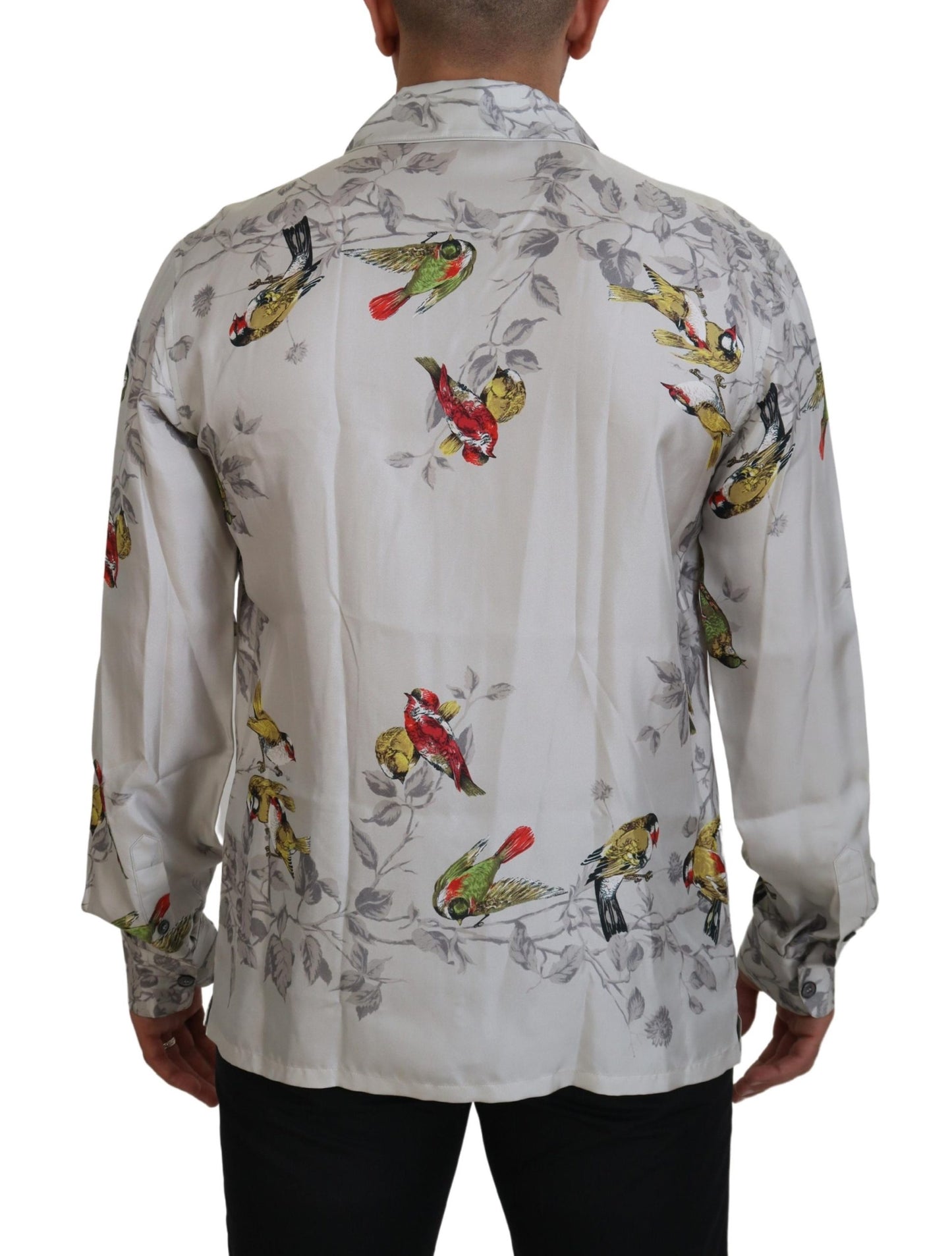 Dolce & Gabbana Elegant Silk Bird Print Casual Shirt Dolce & Gabbana