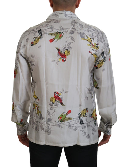 Dolce & Gabbana Elegant Silk Bird Print Casual Shirt Dolce & Gabbana