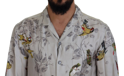 Dolce & Gabbana Elegant Silk Bird Print Casual Shirt Dolce & Gabbana