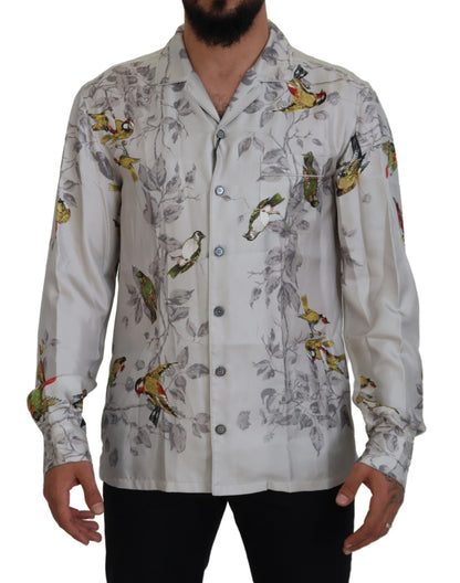 Dolce & Gabbana Elegant Silk Bird Print Casual Shirt Dolce & Gabbana