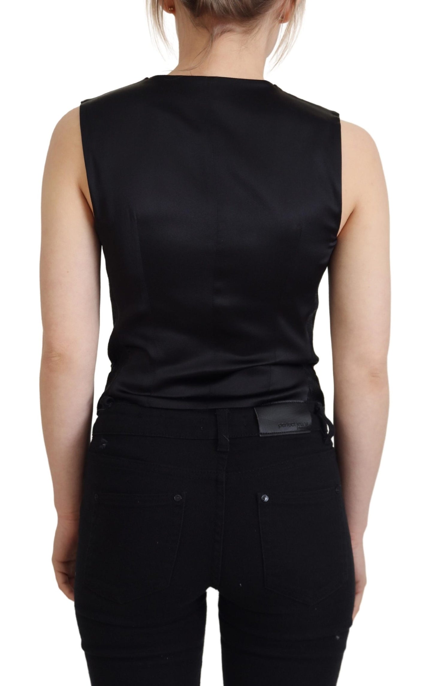 Dolce & Gabbana Elegant Black Silk Blend Waistcoat Vest Dolce & Gabbana