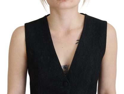 Dolce & Gabbana Elegant Black Silk Blend Waistcoat Vest Dolce & Gabbana