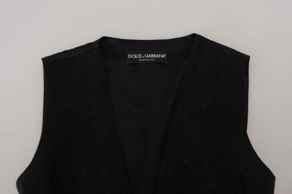 Dolce & Gabbana Elegant Black Silk Blend Waistcoat Vest Dolce & Gabbana