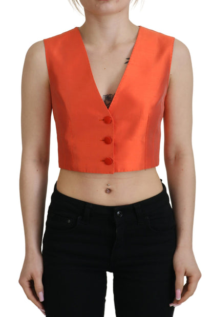 Dolce & Gabbana Elegant Orange Silk Waistcoat Dolce & Gabbana