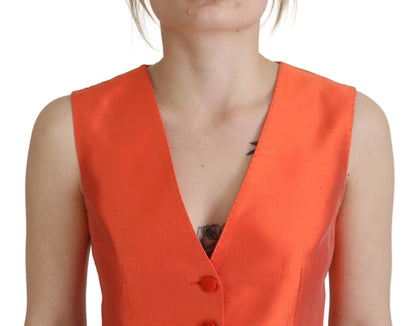 Dolce & Gabbana Elegant Orange Silk Waistcoat Dolce & Gabbana