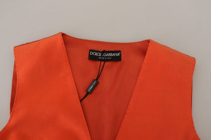 Dolce & Gabbana Elegant Orange Silk Waistcoat Dolce & Gabbana