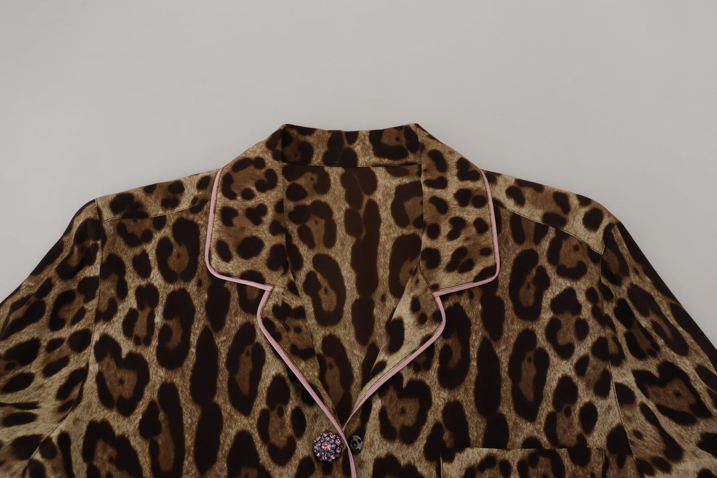 Dolce & Gabbana Elegant Silk Leopard Print Collared Top Dolce & Gabbana