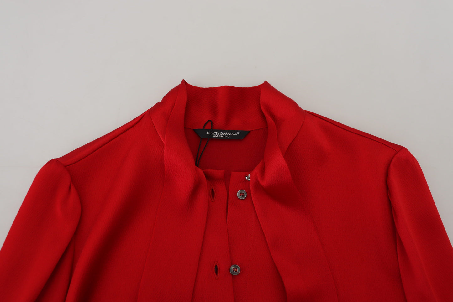 Dolce & Gabbana Elegant Red Ascot Collar Blouse Dolce & Gabbana