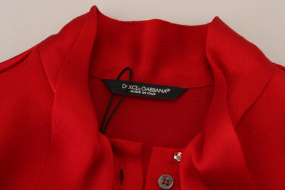 Dolce & Gabbana Elegant Red Ascot Collar Blouse Dolce & Gabbana