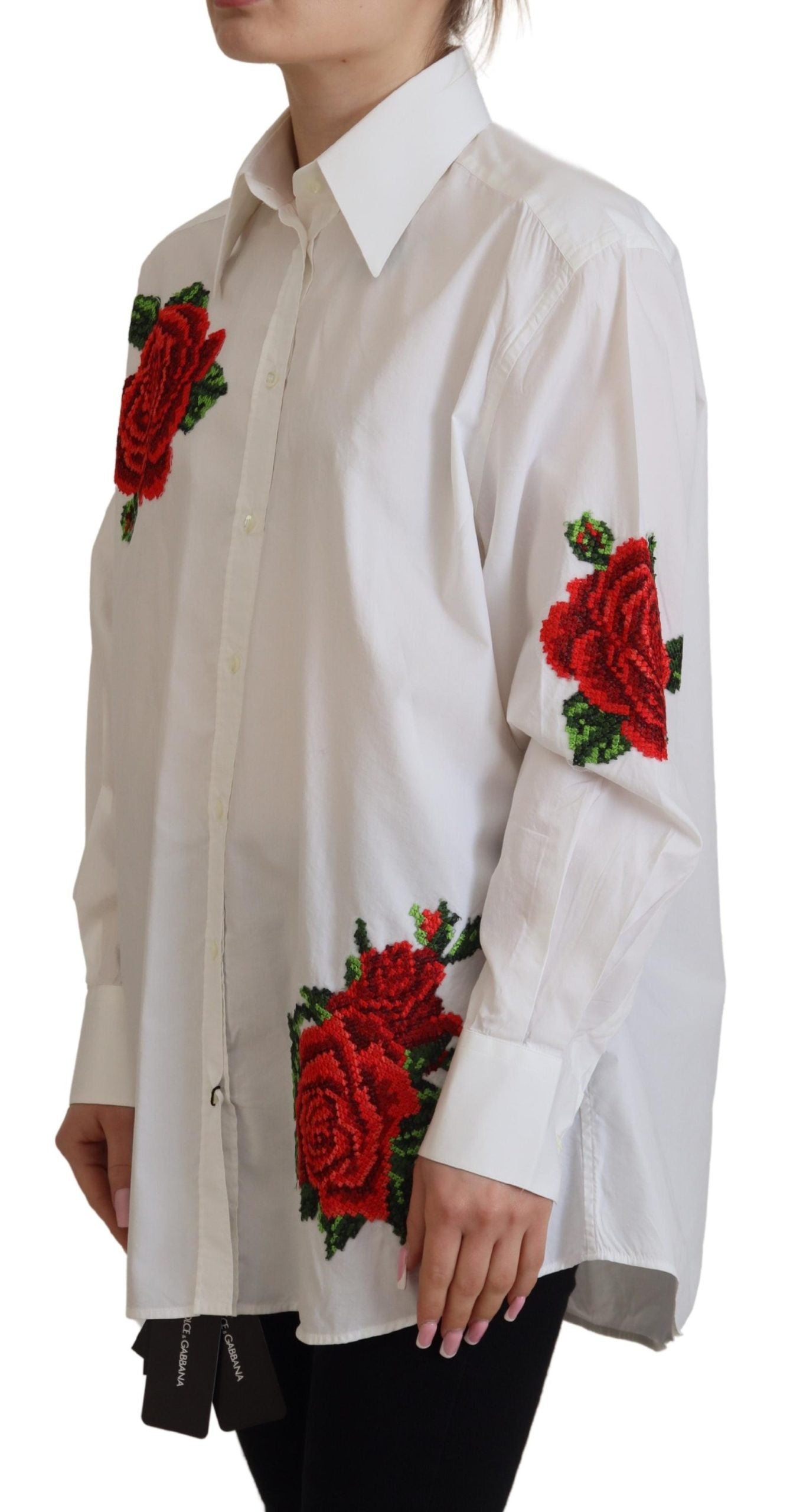 Dolce & Gabbana Elegant Floral Embroidered Silk Blend Shirt Dolce & Gabbana