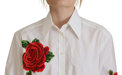 Dolce & Gabbana Elegant Floral Embroidered Silk Blend Shirt Dolce & Gabbana