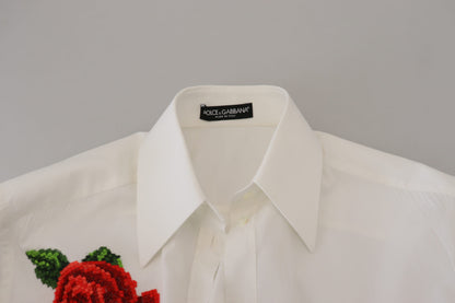 Dolce & Gabbana Elegant Floral Embroidered Silk Blend Shirt Dolce & Gabbana