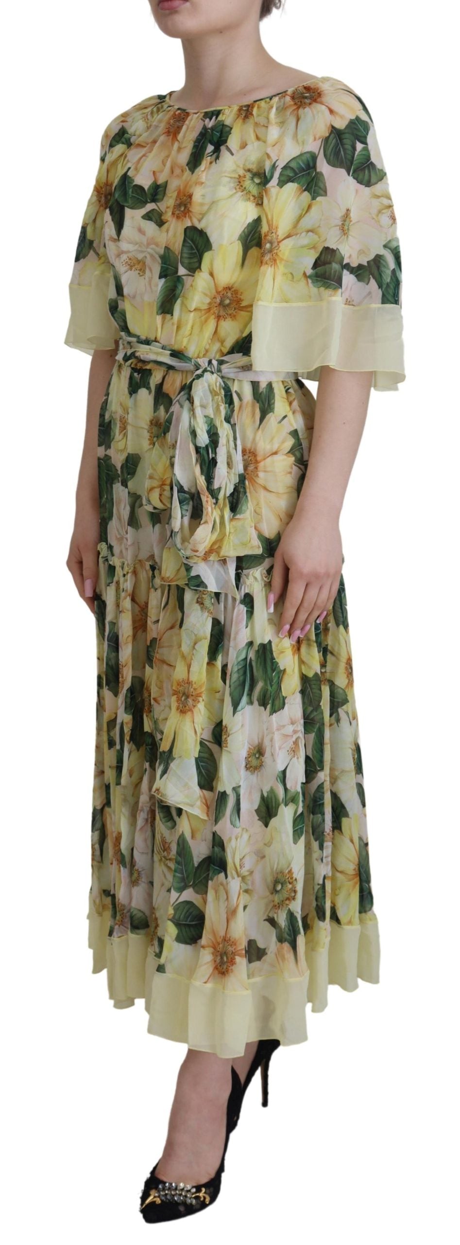 Dolce & Gabbana Floral Silk Pleated Maxi Dress Dolce & Gabbana