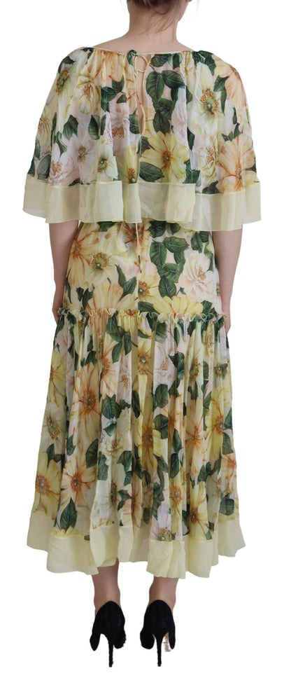 Dolce & Gabbana Floral Silk Pleated Maxi Dress Dolce & Gabbana