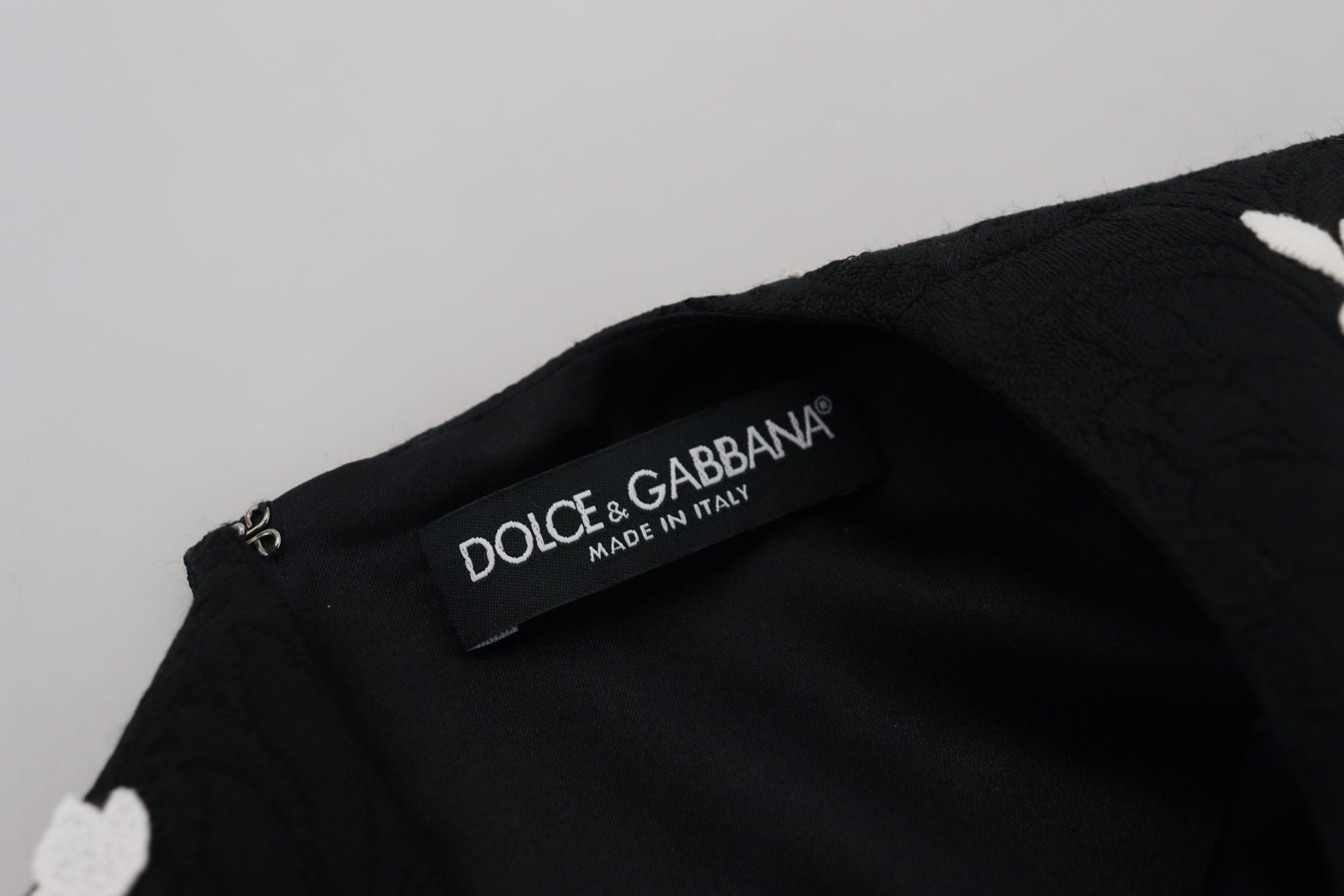 Dolce &amp; Gabbana এলিগ্যান্ট ব্ল্যাক এ-লাইন মিনি ড্রেস লেইস ট্রিম সহ