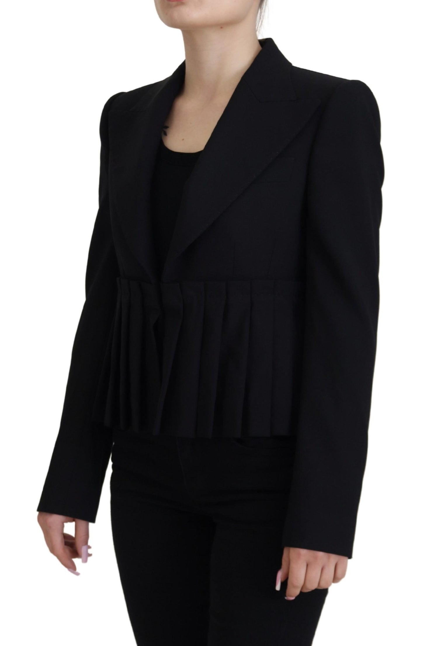 Dolce & Gabbana Elegant Black Stretch Wool Blazer Dolce & Gabbana