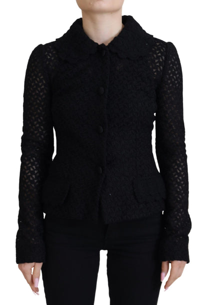 Dolce & Gabbana Elegant Black Wool Blend Button Down Jacket Dolce & Gabbana