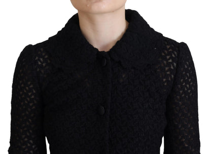 Dolce & Gabbana Elegant Black Wool Blend Button Down Jacket Dolce & Gabbana