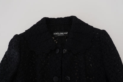 Dolce & Gabbana Elegant Black Wool Blend Button Down Jacket Dolce & Gabbana