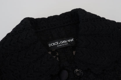 Dolce & Gabbana Elegant Black Wool Blend Button Down Jacket Dolce & Gabbana