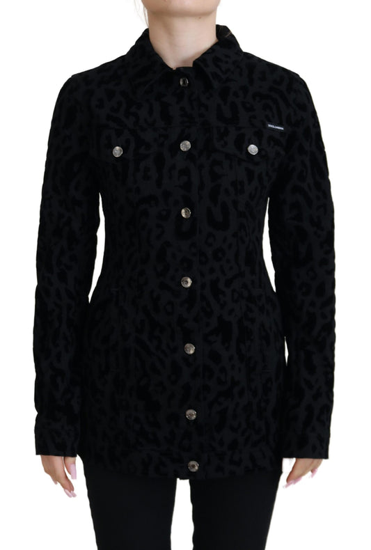 Dolce & Gabbana Chic Leopard Pattern Denim Jacket Dolce & Gabbana