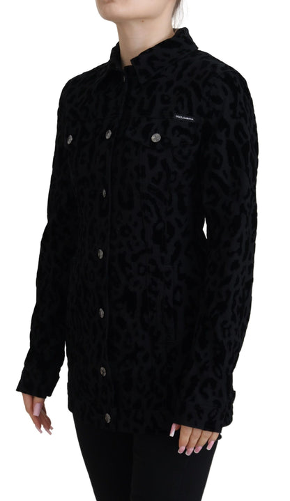 Dolce & Gabbana Chic Leopard Pattern Denim Jacket Dolce & Gabbana