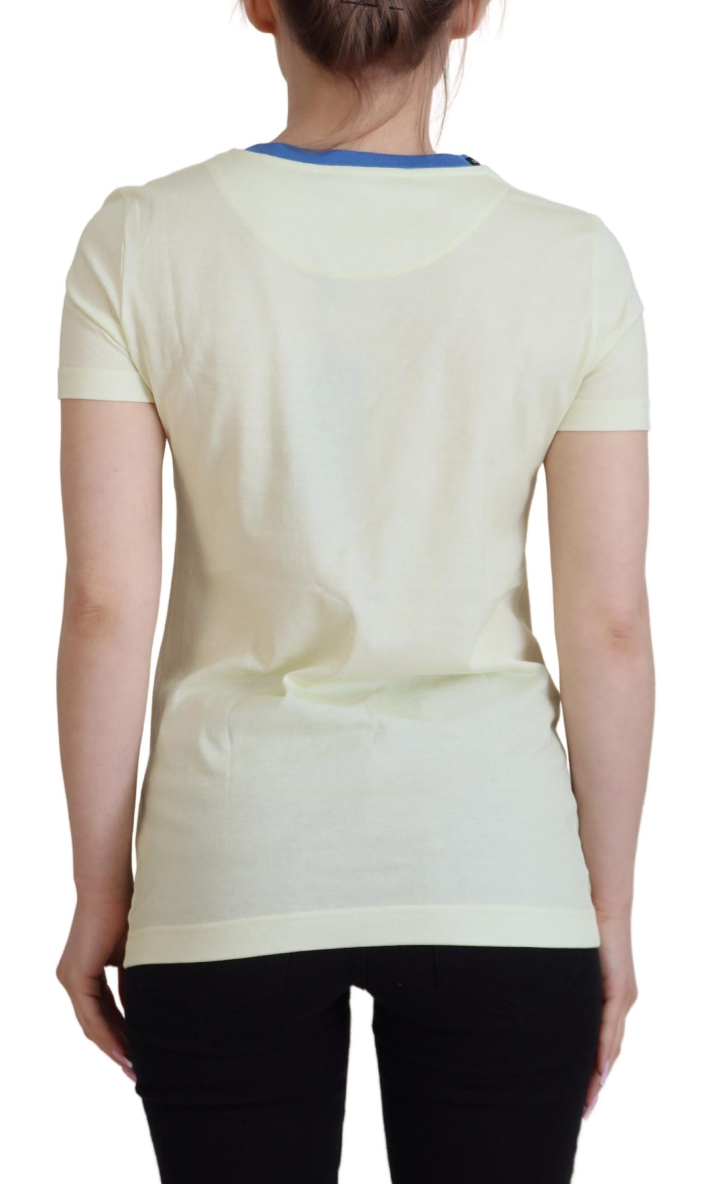 Dolce & Gabbana Elegant Yellow Cotton Tee with Chic Print Dolce & Gabbana