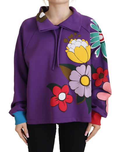 Dolce & Gabbana Elegant Purple Floral Pullover Sweater Dolce & Gabbana