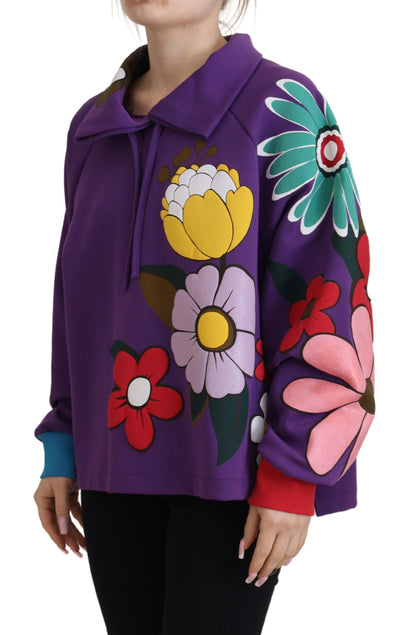 Dolce & Gabbana Elegant Purple Floral Pullover Sweater Dolce & Gabbana