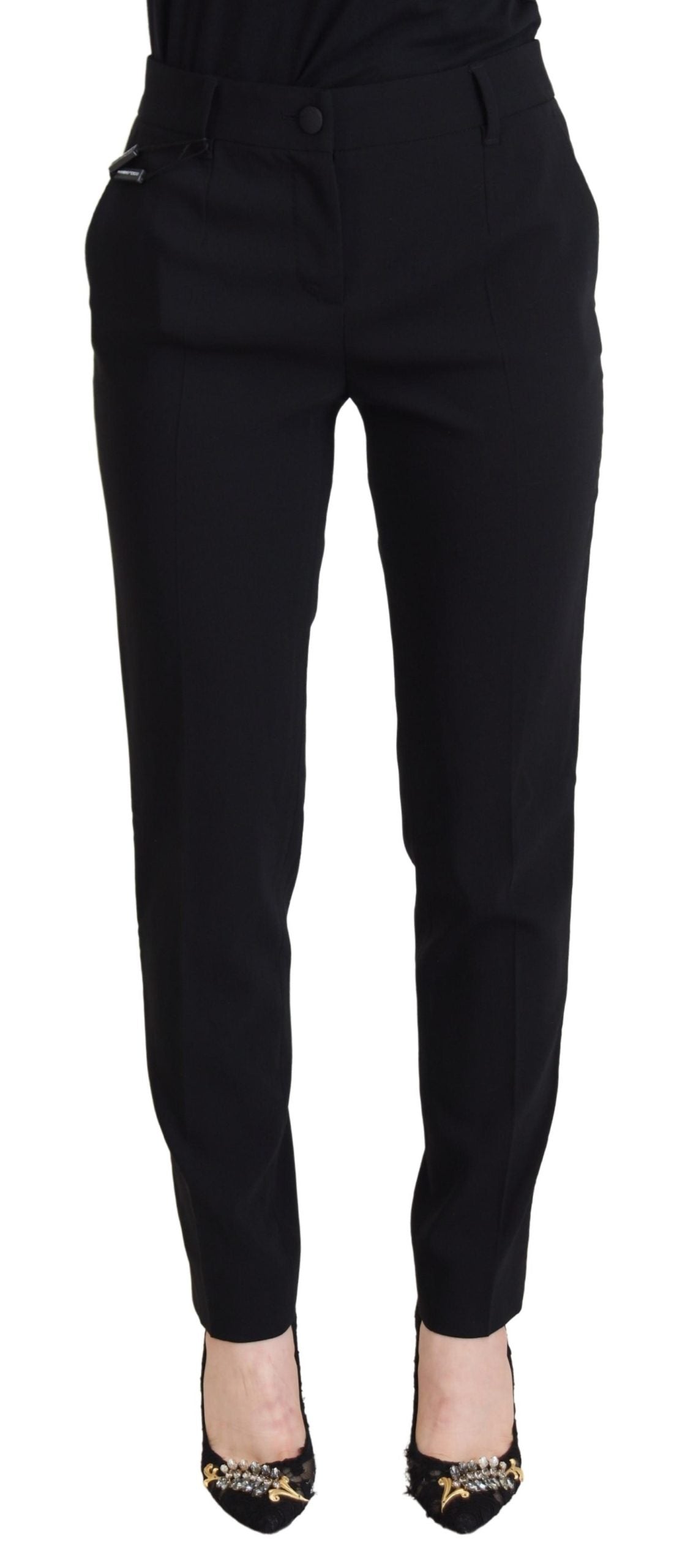 Dolce & Gabbana Elegant Black Wool-Silk Pants Dolce & Gabbana