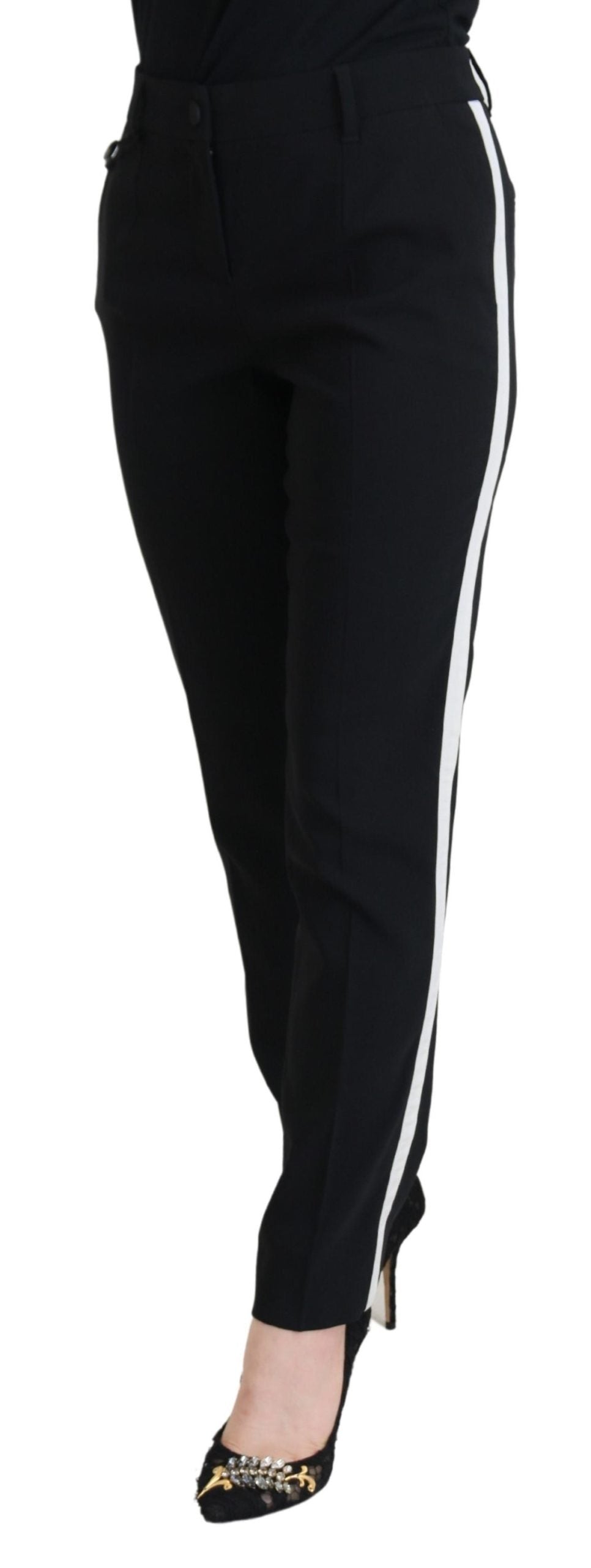 Dolce & Gabbana Elegant Black Wool-Silk Pants Dolce & Gabbana