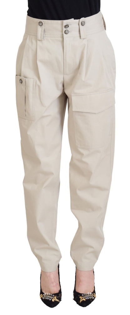 Dolce & Gabbana Chic Beige Cotton Trousers for Elegant Comfort Dolce & Gabbana