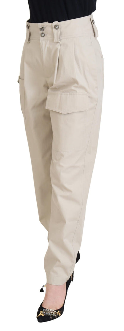 Dolce & Gabbana Chic Beige Cotton Trousers for Elegant Comfort Dolce & Gabbana