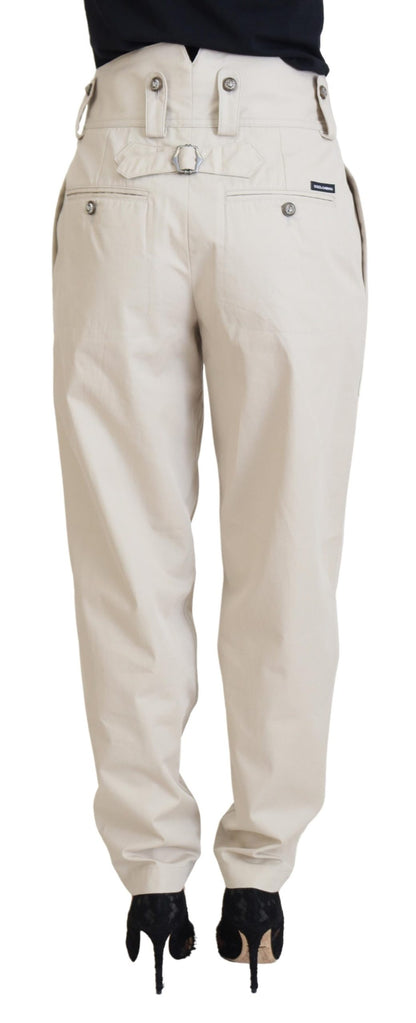 Dolce & Gabbana Chic Beige Cotton Trousers for Elegant Comfort Dolce & Gabbana