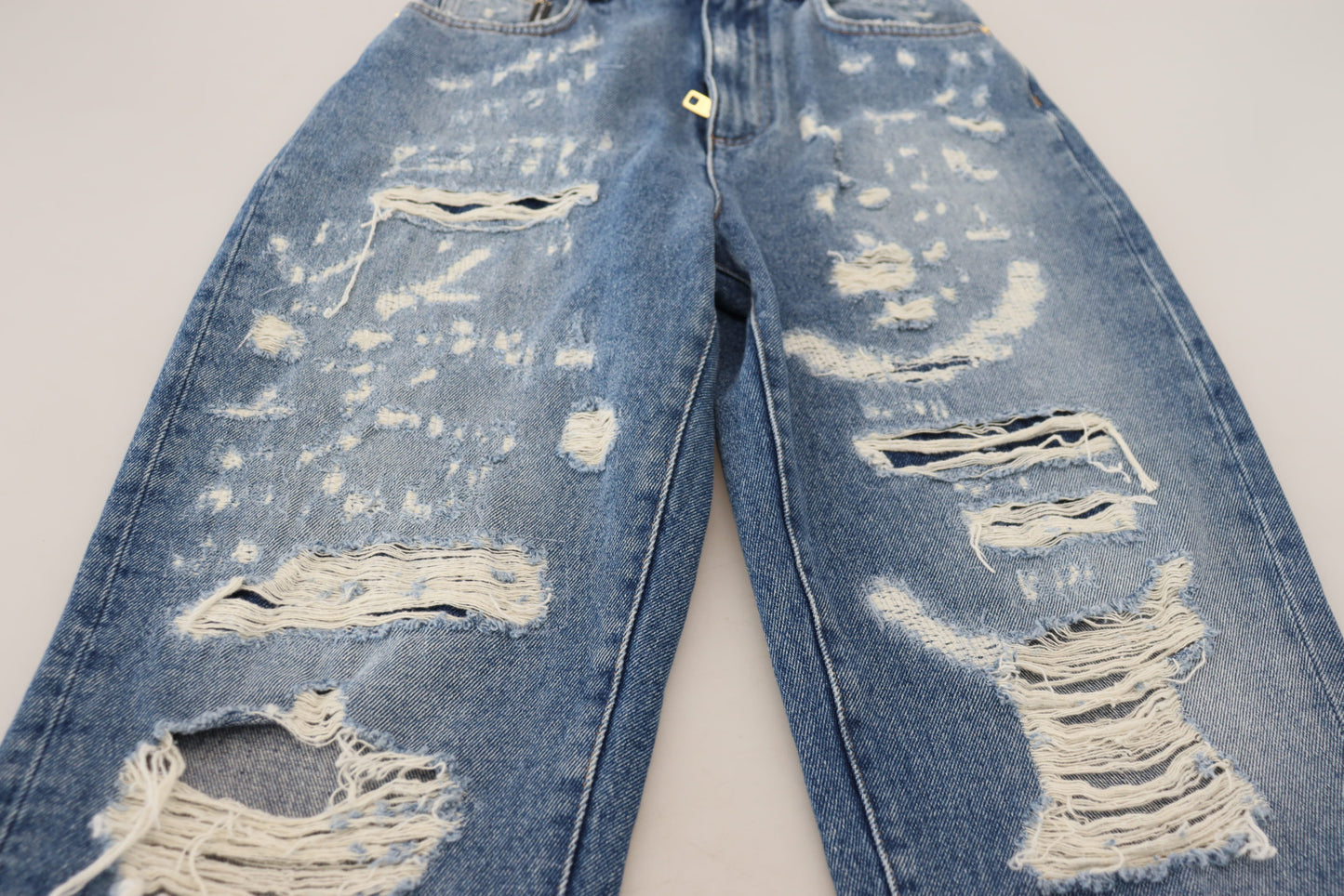 Dolce & Gabbana Chic Tattered Denim Pants - Indigo Essence Dolce & Gabbana