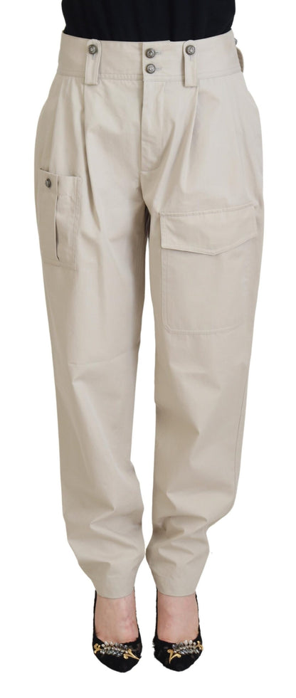 Dolce & Gabbana Elegant Beige Cotton Trousers Dolce & Gabbana