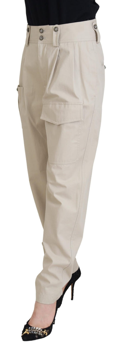 Dolce & Gabbana Elegant Beige Cotton Trousers Dolce & Gabbana