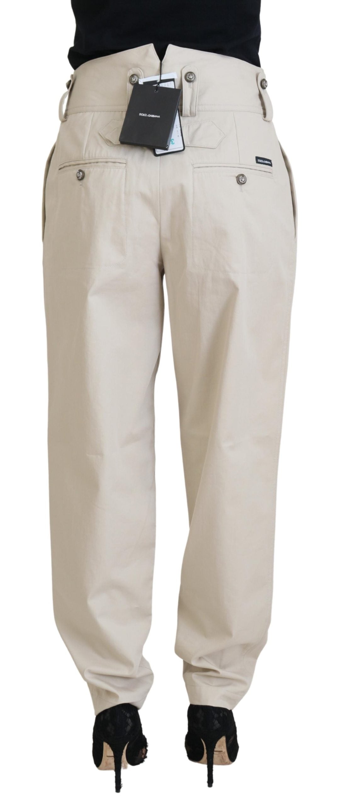 Dolce & Gabbana Elegant Beige Cotton Trousers Dolce & Gabbana