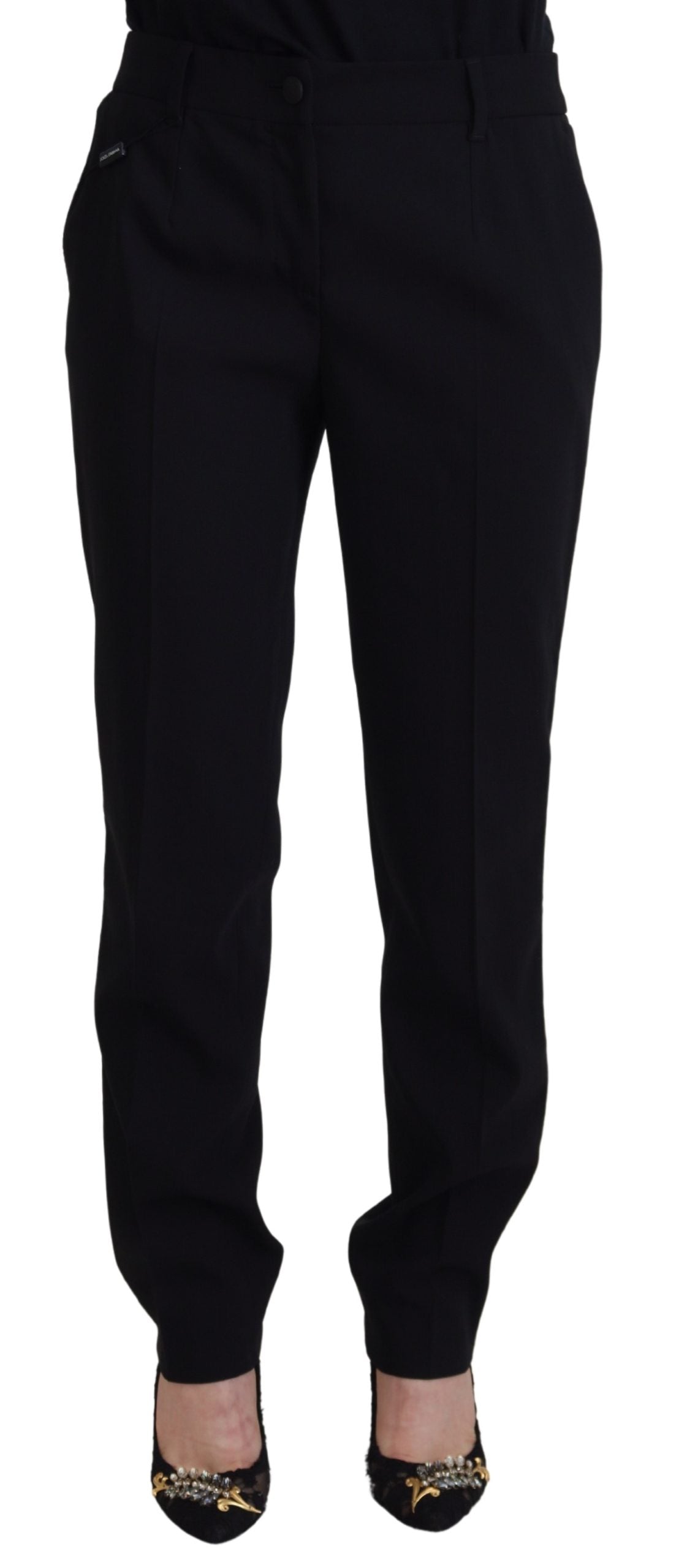 Dolce & Gabbana Elegant Black Wool-Silk Blend Trousers Dolce & Gabbana