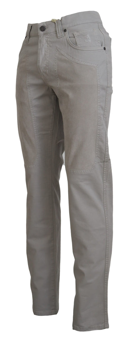 Jeckerson Elegant Gray Cotton Blend Pants Jeckerson