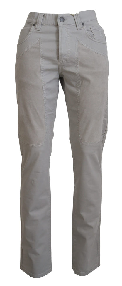 Jeckerson Elegant Gray Cotton Blend Pants Jeckerson