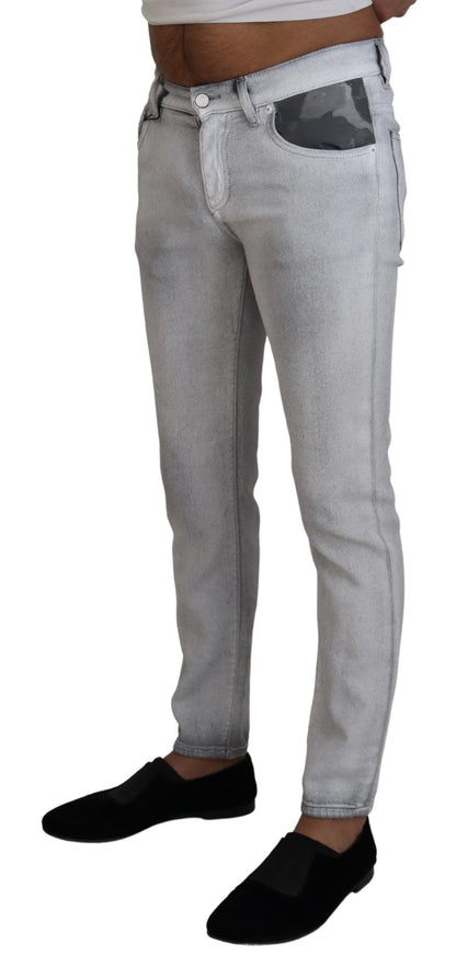 Dolce & Gabbana Elegant Gray Washed Cotton Blend Pants Dolce & Gabbana