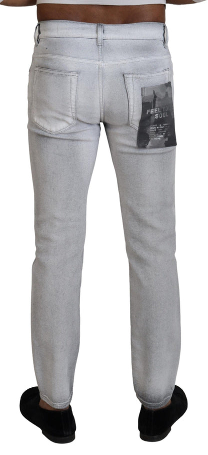 Dolce & Gabbana Elegant Gray Washed Cotton Blend Pants Dolce & Gabbana